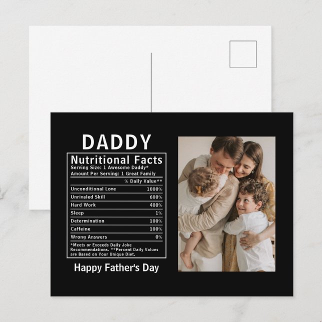 Personalised Father’s Day Daddy Nutritional Facts  Postcard (Front/Back)