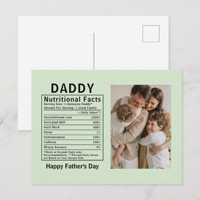 Personalised Father’s Day Daddy Nutritional Facts  Postcard (Front/Back)