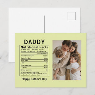Personalised Father’s Day Daddy Nutritional Facts Postcard
