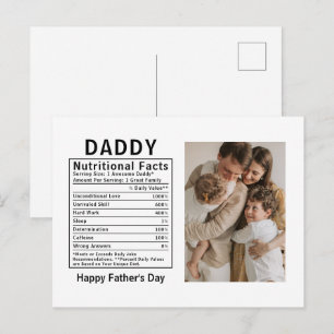 Personalised Father’s Day Daddy Nutritional Facts Postcard