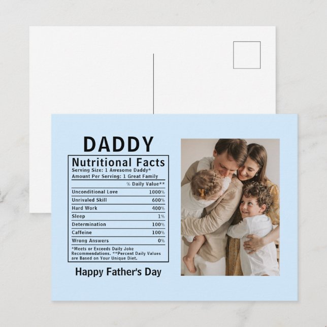 Personalised Father’s Day Daddy Nutritional Facts  Postcard (Front/Back)