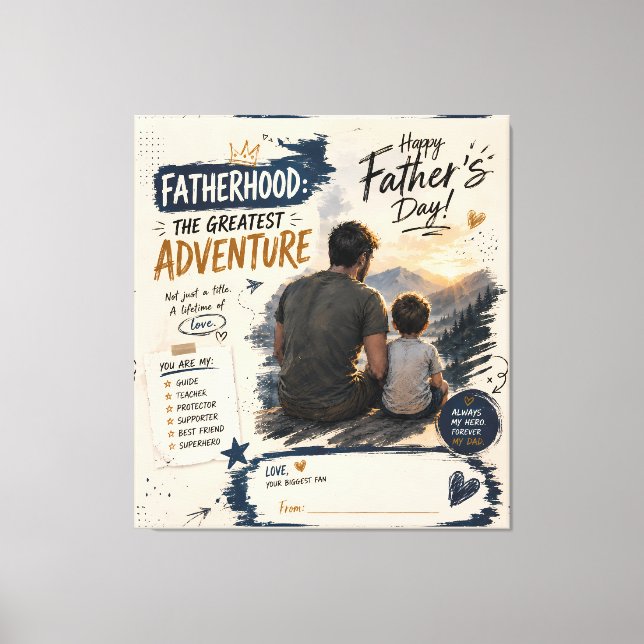 Personalised Fatherhood Adventure Canvas Print (Front)