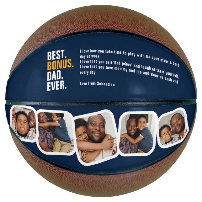 Personalised Fathers Day Best Bonus Dad Ever Basketball (Front)