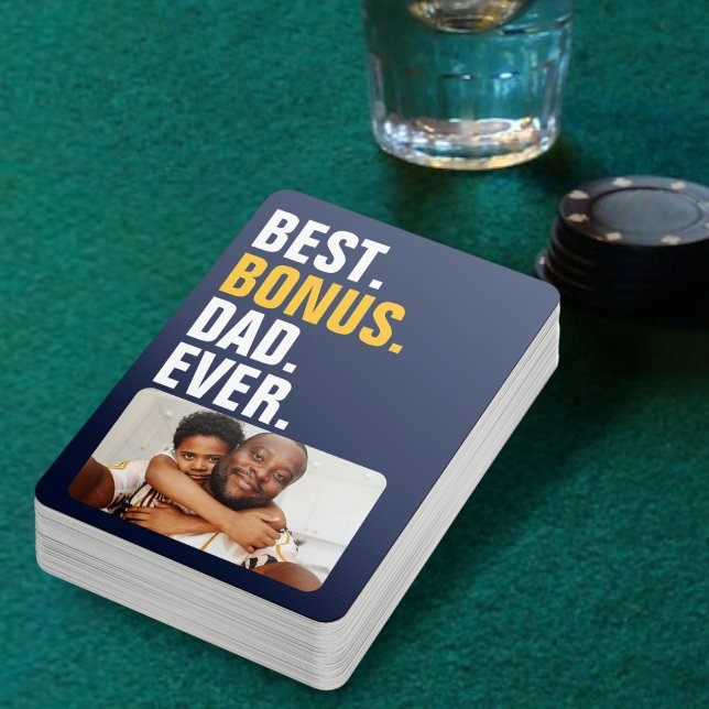 Personalised Fathers Day Best Bonus Dad Ever Playing Cards (Personalized Fathers Day Best Bonus Dad Ever Playing Cards from Ricaso. The stepdad that stepped up)