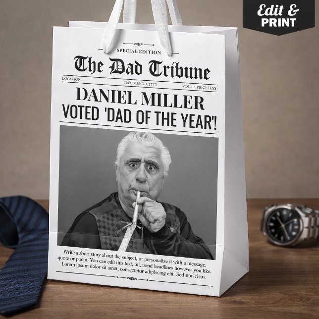 Personalised Father's Day Newspaper Gift Bag  (Personalized Father's Day Newspaper Gift Bag)