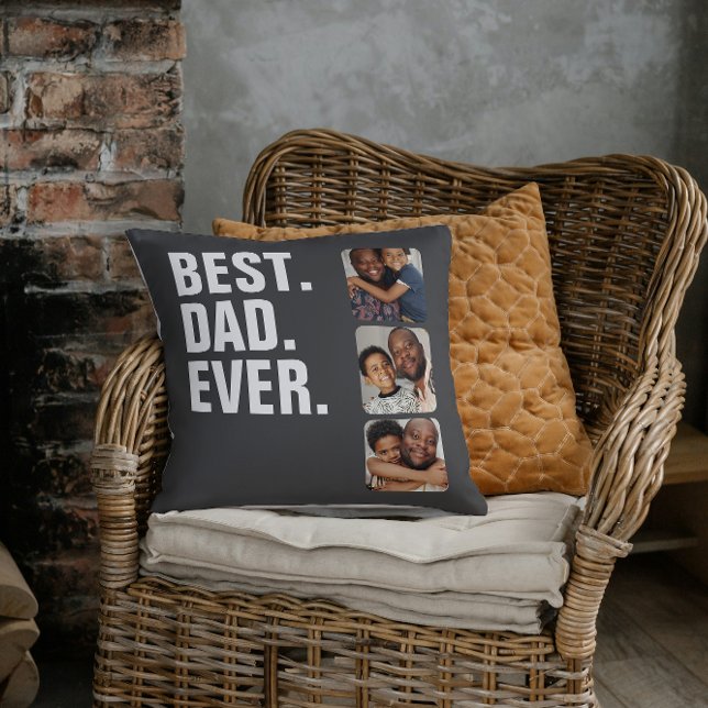 Personalised Fathers Day Photo Gift Best Dad Ever Cushion (Personalized Fathers Day Photo Gift Best Dad Ever Throw Pillow from Ricaso. Add photos & text (back))