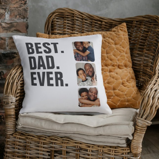 Personalised Fathers Day Photo Gift Best Dad Ever Cushion (Personalized Fathers Day Photo Gift Best Dad Ever Throw Pillow from Ricaso. Great gifts for Daddy)