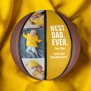 Personalised Fathers Day Photo Gift Best Dad Ever Mini Basketball