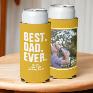 Personalised Fathers Day Photo Gift Best Dad Ever Seltzer Can Cooler