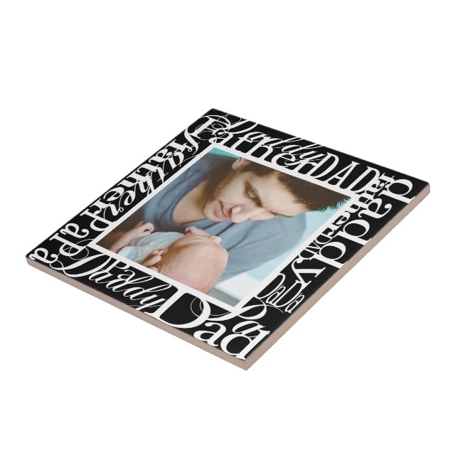 Personalised Father's Day Word Collage Black Tile (Side)