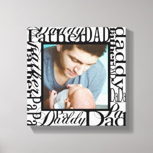 Personalised Father's Day Word Collage White Canvas Print