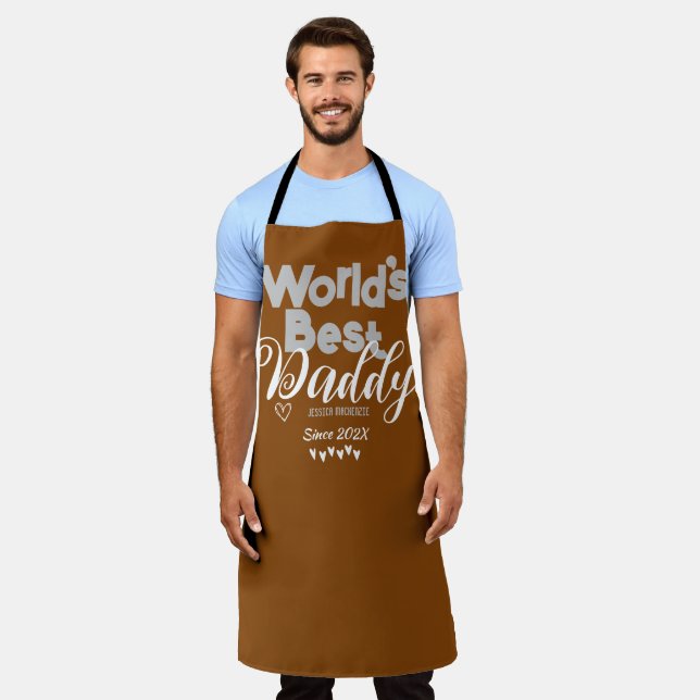 Personalised Fathers Day, world's best daddy gift  Apron (Worn)
