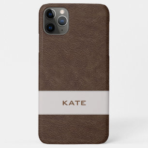 Personalised Faux Brown Leather Case-Mate iPhone Case