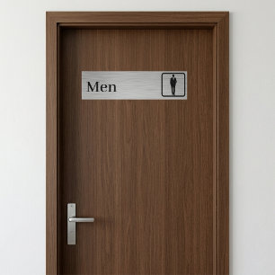 Personalised Faux Brushed Aluminium Restroom Signs Bumper Sticker