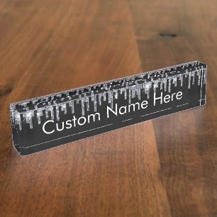 Personalised Faux Crystal Rhinestone Blink Desk Nameplate