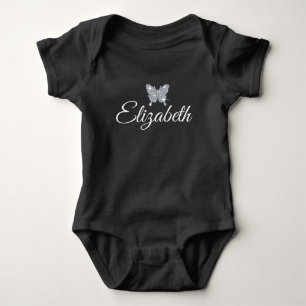 personalised faux diamond sparkle butterfly baby bodysuit