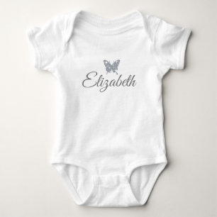 personalised faux diamond sparkle butterfly baby bodysuit