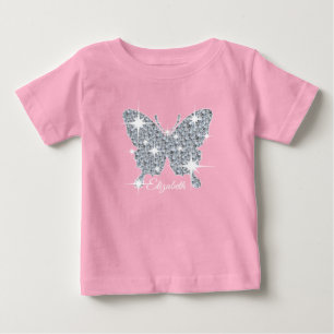 personalised faux diamond sparkle butterfly baby T-Shirt