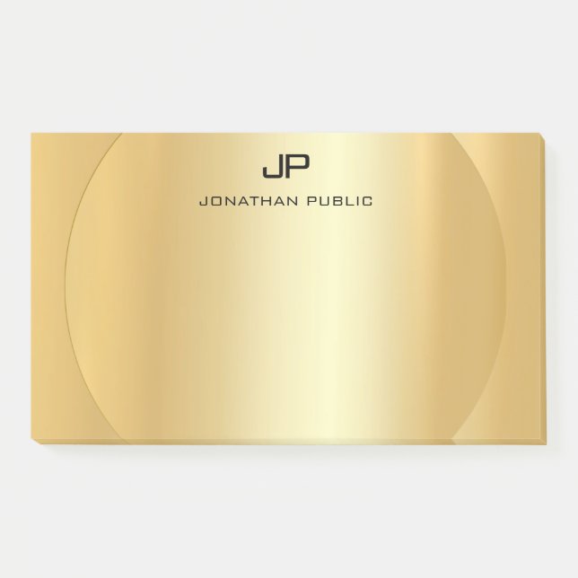 Personalised Faux Gold Elegant Modern Monogram Post-it Notes (Front)
