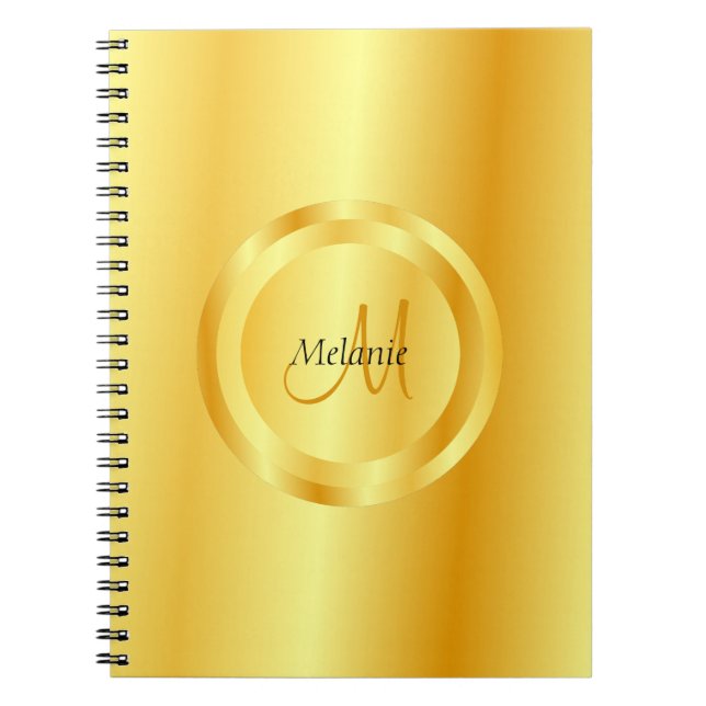 Personalised Faux Gold Elegant Template Monogram Notebook (Front)