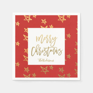 Personalised Faux Gold Foil Script Holiday Party Napkin