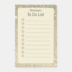 Personalised Faux Gold Glitter & Yellow 4x6" Post-it Notes