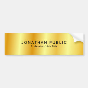 Personalised Faux Gold Template Modern Glamour Bumper Sticker