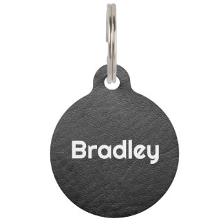 Personalised Faux Leather Black Pet Tag