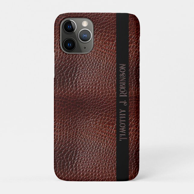 Personalised Faux Leather Brown Embossed Case-Mate iPhone Case (Back)