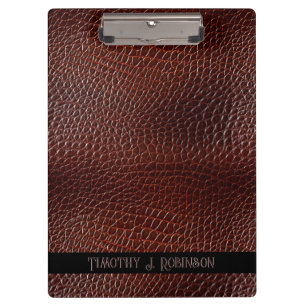 Personalised Faux Leather Brown Embossed Clipboard