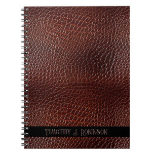 Personalised Faux Leather Brown Embossed Notebook