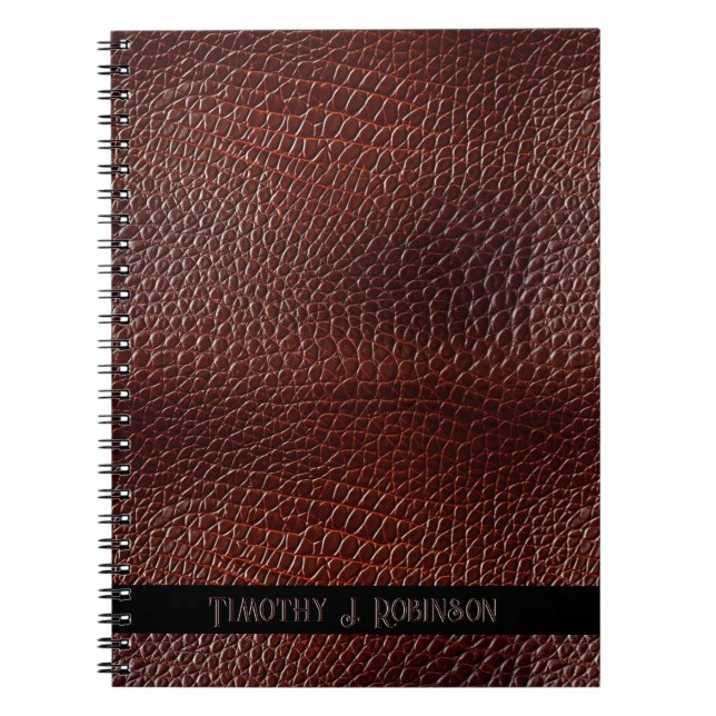 Personalised Faux Leather Brown Embossed Notebook (Front)