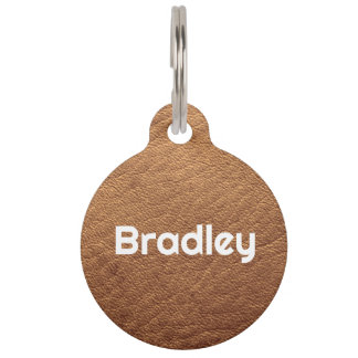 Personalised Faux Leather Brown Pet Tag