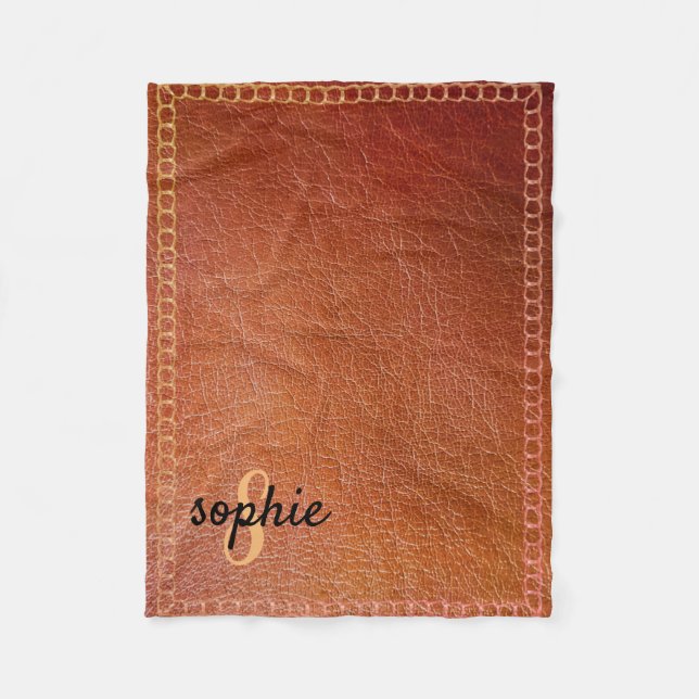 Personalised Faux Leather Fleece Blanket (Front)