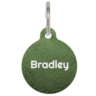 Personalised Faux Leather Green Pet Tag