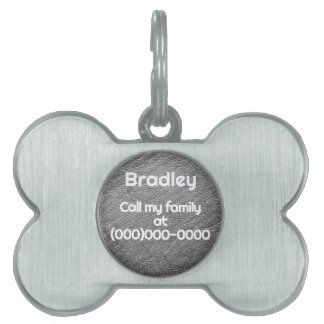 Personalised Faux Leather Grey Pet ID Tag