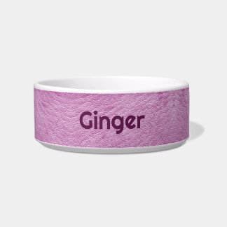 Personalised Faux Leather Lilac Pet Food Bowl