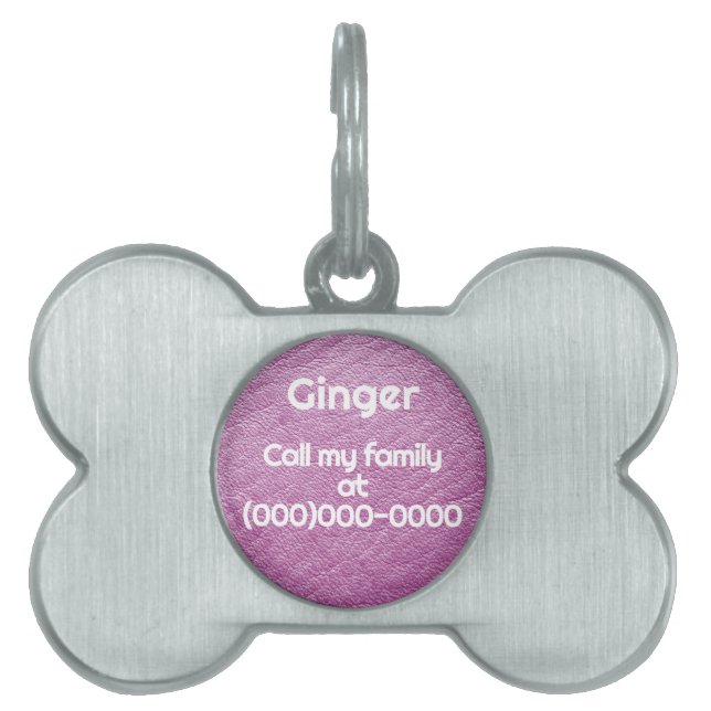 Personalised Faux Leather Lilac Pet ID Tag (Front)