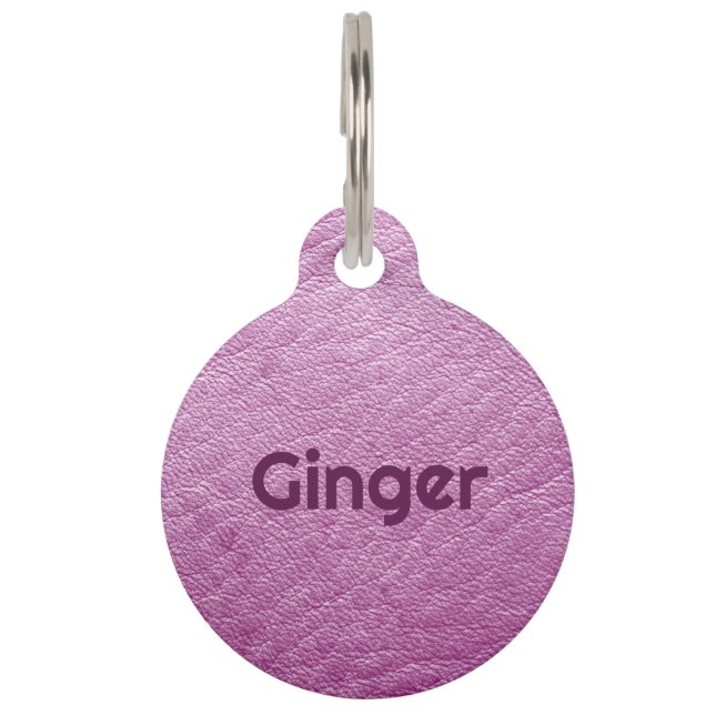 Personalised Faux Leather Lilac Pet Tag (Front)