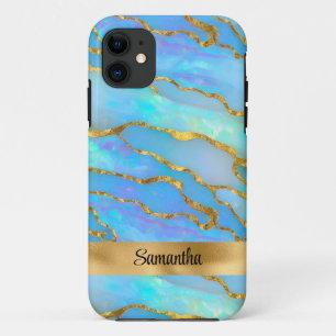 Personalised Faux Opal Stone and Gold Case-Mate iPhone Case