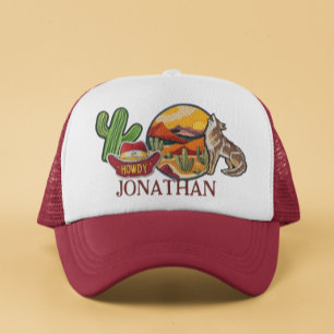 Personalised Faux Patches Howdy Western Cowboy Trucker Hat