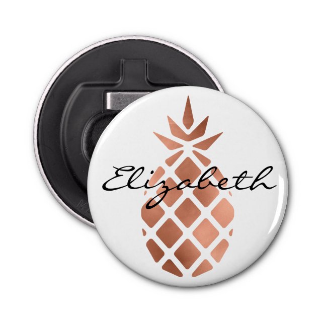 Personalised faux rose gold foil pineapple bottle opener (Front)