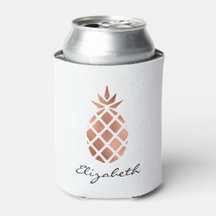 Personalised faux rose gold foil pineapple can cooler