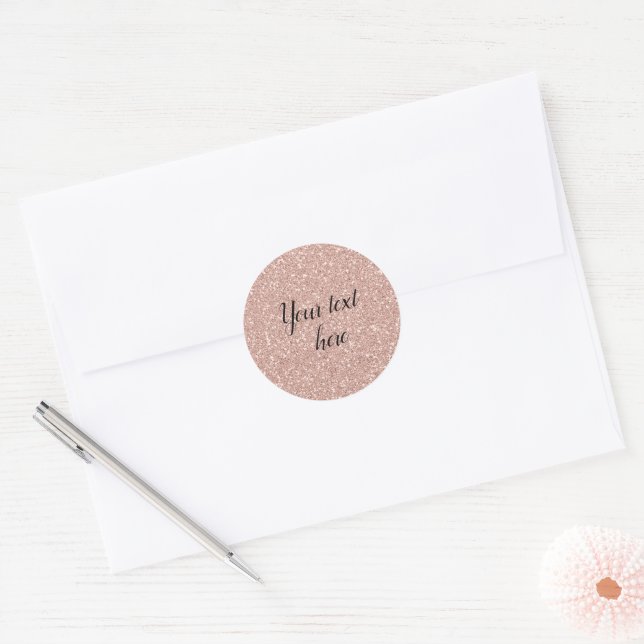 Personalised Faux Rose Gold Glitter Classic Round Sticker (Envelope)