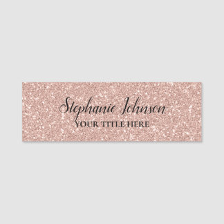 Personalised Faux Rose Gold Glitter Name Tag