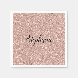 Personalised Faux Rose Gold Glitter  Napkin