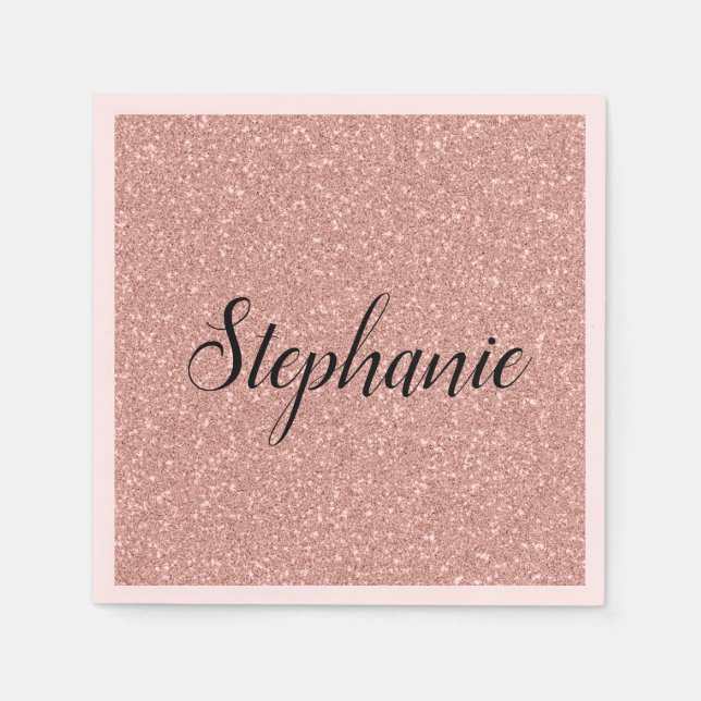 Personalised Faux Rose Gold Glitter Napkin (Front)