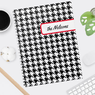 Personalised Faux Tab Classic Houndstooth Notebook