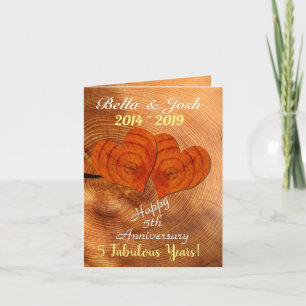 Personalised Faux Wood 5th Wedding Anniversary Card