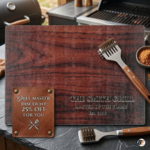 Personalised Faux Wood BBQ Grill Master Glass